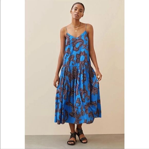 Anthropologie x ATSU Flounced Paisley Midi Dress Size XS - Picture 5 of 10